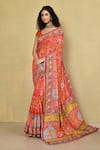 Shop_Khwaab by Sanjana Lakhani_Orange Pure Digital Printed Bandhani And Animal Saree With Running Blouse _Online_at_Aza_Fashions