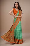 Buy_Khwaab by Sanjana Lakhani_Green Pure Digital Printed Floral Saree With Running Blouse _at_Aza_Fashions