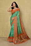 Shop_Khwaab by Sanjana Lakhani_Green Pure Digital Printed Floral Saree With Running Blouse _Online_at_Aza_Fashions