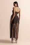 Shop_Abhishek Sharma_Brown Net Crepe Embellished Stones Halter Maxi Dress _at_Aza_Fashions