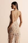 Buy_Abhishek Sharma_Ivory Net Crepe Embellished Stones Halter Web Maxi Dress _Online_at_Aza_Fashions