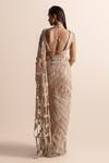 Shop_Abhishek Sharma_Gold Net Crepe Embellished Bugle Beads Halter Neck Blouse _at_Aza_Fashions