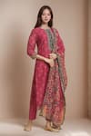 Buy_Samyukta Singhania_Fuchsia Chanderi Silk Printed And Hand Embroidered Floral Round Kurta Set _at_Aza_Fashions