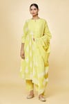 Buy_Khwaab by Sanjana Lakhani_Yellow Pure Cotton Printed Floral Round Anarkali Pant Set 