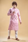 Buy_Arihant Rai Sinha_Pink Silk Blend Hand Embroidered Daaman Start Kurta With Churidar _at_Aza_Fashions