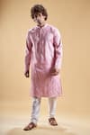 Buy_Arihant Rai Sinha_Pink Silk Blend Hand Embroidered Daaman Start Kurta With Churidar _Online_at_Aza_Fashions