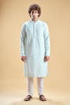 Buy_Arihant Rai Sinha_Green Soft Rayon Print Line Chikankari Thread Embroidered Kurta With Churidar _Online_at_Aza_Fashions