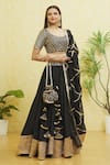 Buy_Khwaab by Sanjana Lakhani_Black Cotton Silk Embroidered Gota Boat Lehenga Set 