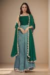 Buy_Khwaab by Sanjana Lakhani_Grey Cotton Square Neck Leheriya Pattern Anarkali With Dupatta _at_Aza_Fashions