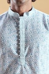 Buy_Arihant Rai Sinha_Blue Silk, Rayon Embroidery Chikankari Straight Kurta With Churidar 
