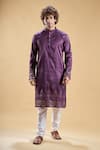 Buy_Arihant Rai Sinha_Purple Silk Blend Hand Embroidered Daaman Sequin Kurta With Churidar 