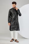 Buy_Kasbah_Black Georgette Sequins Embroidered Straight Kurta _at_Aza_Fashions