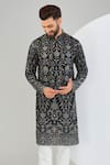 Kasbah Black Georgette Embroidery, Sequins Chikankari Floral Kurta Online at Aza Fashions Kasbah_Black Georgette Embroidery, Sequins Chikankari Floral Kurta _Online_at_Aza_Fashions