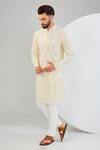 Buy_Kasbah_Ivory Georgette Embroidery Mirror Kurta _at_Aza_Fashions