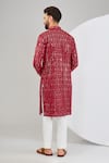 Shop_Kasbah_Red Silk Embroidery Geometric Mirror Work Straight Kurta _at_Aza_Fashions