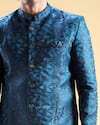 Arihant Rai Sinha Blue Silk, Jacquard Embroidery Abstract Thread Sherwani With Pyjama at Aza Fashions Arihant Rai Sinha_Blue Silk, Jacquard Embroidery Abstract Thread Sherwani With Pyjama _at_Aza_Fashions