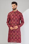 Kasbah_Black Georgette Embroidery Jamawar Kashmiri Motif Kurta _Online_at_Aza_Fashions