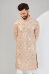 Kasbah_Multi Color Silk Embroidery Mirror Geometric Zari Kurta _Online_at_Aza_Fashions