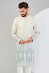 Kasbah_Multi Color Silk Embroidery Floral Ombre Kurta _Online_at_Aza_Fashions