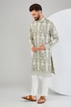 Buy_Kasbah_Green Silk Embroidery Floral Chikankari Kurta _at_Aza_Fashions