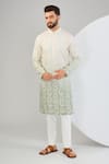 Buy_Kasbah_Green Silk Embroidery Floral Two Tone Kurta _at_Aza_Fashions