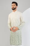 Kasbah_Green Silk Embroidery Floral Two Tone Kurta _Online_at_Aza_Fashions