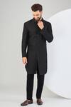 Buy_Kasbah_Black Silk Embroidery Cutdana Tonal Sherwani _at_Aza_Fashions