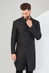 Kasbah_Black Silk Embroidery Cutdana Tonal Sherwani _Online_at_Aza_Fashions