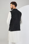 Shop_Kasbah_Black Silk Embroidered Cutdana Checkered Bundi _at_Aza_Fashions