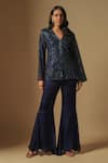 Buy_Asaga_Blue Satin Organza Hand Embroidery Floral Hollis Cape Tunic With Sharara _at_Aza_Fashions