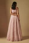 Shop_Asaga_Pink Satin Organza Hand Embroidery Abstract Scoop Neck Eke Lehenga Set _at_Aza_Fashions