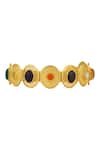 Shop_Zariin_Multi Color Garnet Navratan Stone Embellished Cuff Bracelet _Online_at_Aza_Fashions