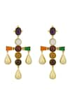 Shop_Zariin_Multi Color Garnet Navratan Stone Studded Earrings _at_Aza_Fashions