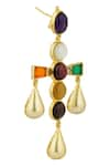 Zariin_Multi Color Garnet Navratan Stone Studded Earrings _Online_at_Aza_Fashions