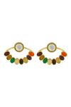 Shop_Zariin_Multi Color Garnet Shakti Navratan Stone Studded Earrings _at_Aza_Fashions