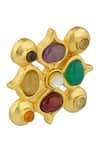 Buy_Zariin_Multi Color Garnet Geometric Carved Stud Earrings _Online_at_Aza_Fashions