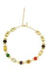 Shop_Zariin_Multi Color Garnet Power Moves Navratna Stone Studded Choker Necklace _at_Aza_Fashions