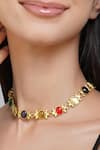 Zariin_Multi Color Garnet Power Moves Navratna Stone Studded Choker Necklace _Online_at_Aza_Fashions