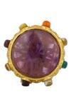 Buy_Zariin_Multi Color Garnet Navratna Stone Studded Ring _Online_at_Aza_Fashions