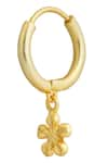 Zariin_Gold Plated Dancing Lotus Carved Hoops _Online_at_Aza_Fashions