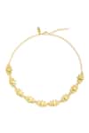 Shop_Zariin_Gold Plated Tranquil Moods Lotus Carved Choker _at_Aza_Fashions