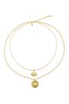 Shop_Zariin_Gold Plated Emerging Beauty Lotus Carved Pendant Necklace _at_Aza_Fashions