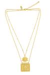 Shop_Zariin_Gold Plated Embrace Change Lotus Carved Necklace _at_Aza_Fashions