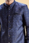 Buy_Arihant Rai Sinha_Blue Silk, Jacquard Embroidery Leaf Thread Sherwani With Pyjama
