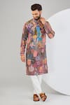 Buy_Kasbah_Multi Color Crepe Silk Embroidered Zari Straight Kurta _at_Aza_Fashions