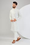 Buy_Kasbah_Ivory Silk Embroidered Mirror Straight Kurta _at_Aza_Fashions