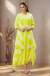 Buy_Khwaab by Sanjana Lakhani_Yellow Bandhej Dhoti Jumpsuit With Leheriya Jacket _at_Aza_Fashions