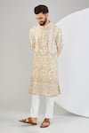 Buy_Kasbah_Beige Georgette Embroidered Mirror Thread Straight Kurta _at_Aza_Fashions