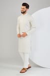 Buy_Kasbah_Ivory Silk Embroidered Chikankari Straight Kurta _at_Aza_Fashions