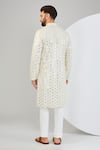 Shop_Kasbah_Ivory Silk Embroidered Mirror Kurta _at_Aza_Fashions